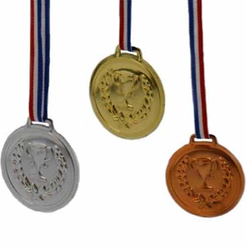 Medaljer guldsilverbrons på band