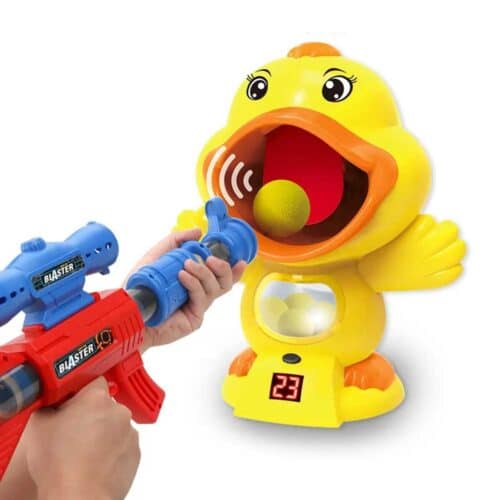 Hungry duck shooting game with air pump toy gun