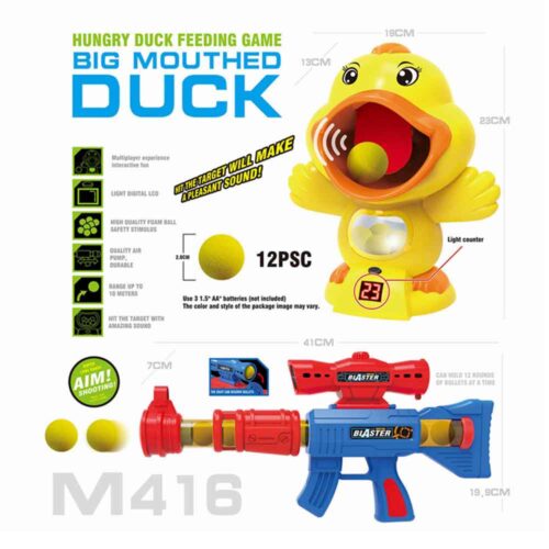 Hungry duck shooting game with air pump toy gun