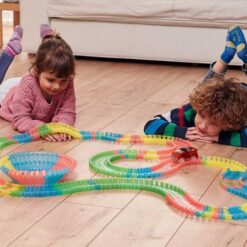 Glow in the dark car track with toy cars