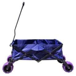Hopfällbar utomhusvagncampingvagn på hjul Blå med lila hjul