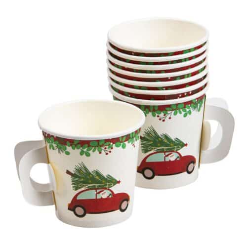 Paper cups Christmas car