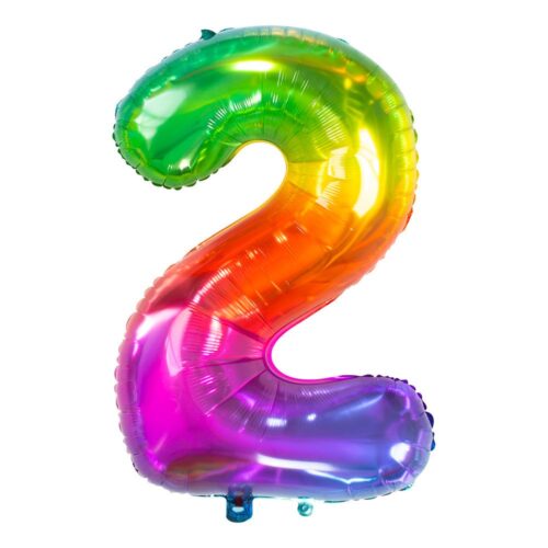 Sifferballong Regnbågsfärgad siffra 2