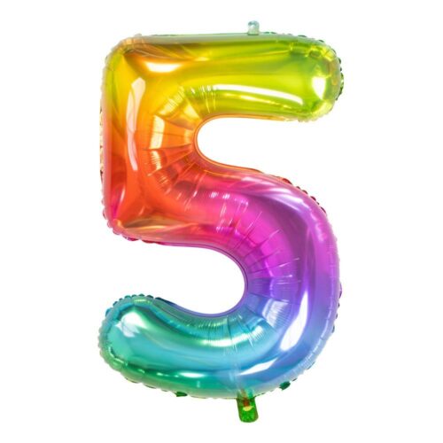 Sifferballong Regnbågsfärgad siffra 5