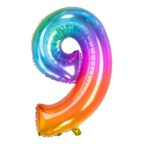 Sifferballong Regnbågsfärgad siffra 9