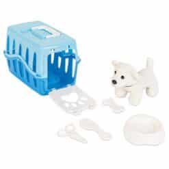 Toy dog set including dog cage and accessories blue