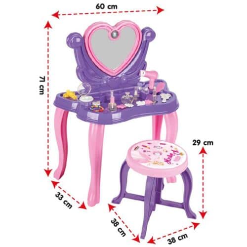 Børnefrisørbord i pink størrelse
