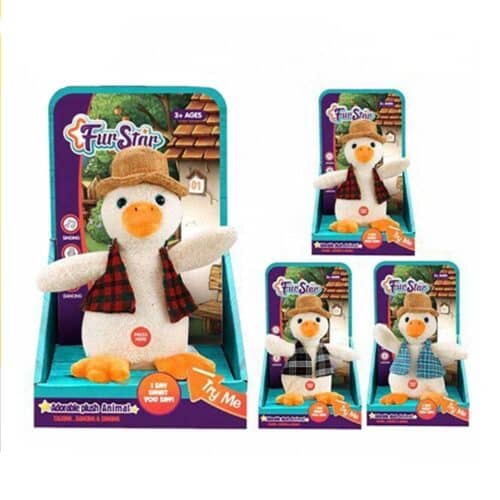 Interactive cuddly toy mimicking toy duck music and dance different variants