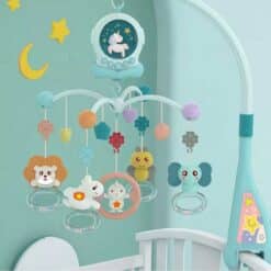 Bed mobile music and light baby toys newborn details blue