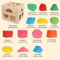 Wooden brick box, 13 bricks shape size
