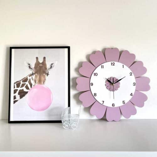 Wooden wall clock flower 1