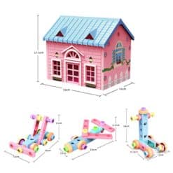 Children's toolbox with building parts houses and accessories