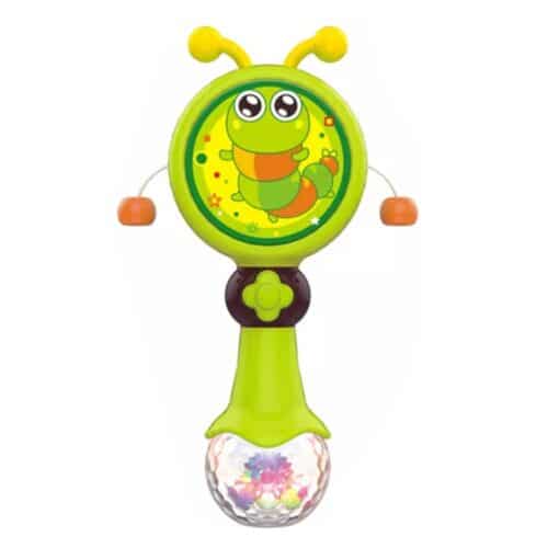 Rattle drum with music and light Green with caterpillar