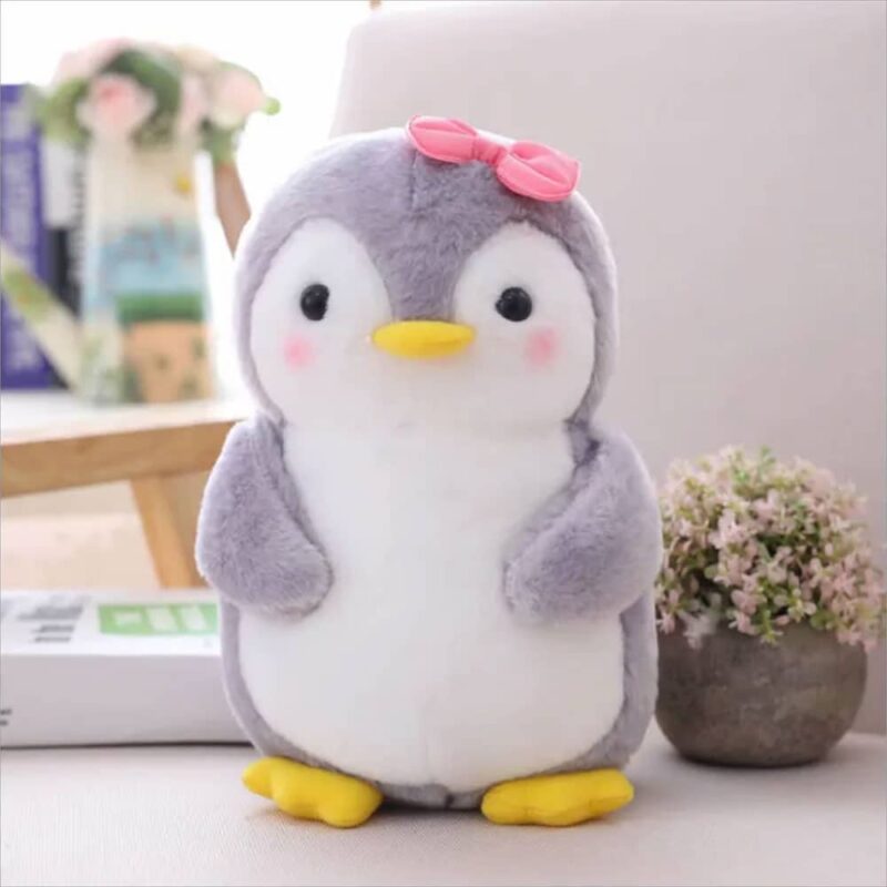 Stuffed animal Penguin pink rosette