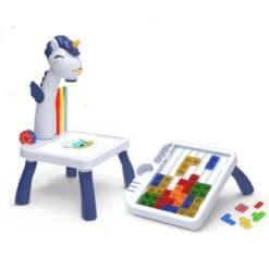 Educational set with drawing board and projector tetris blue