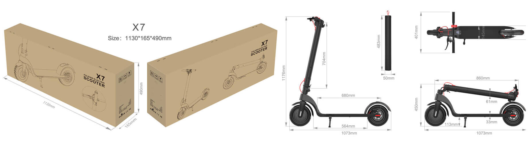 Electric scooter HX X7 black box size