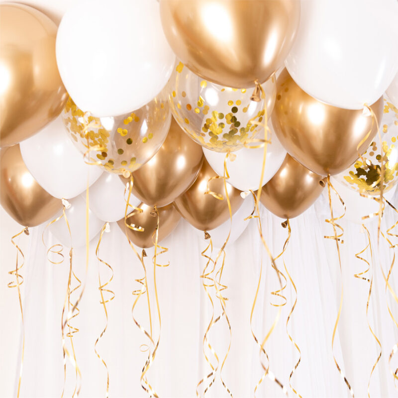 Ceiling balloons Gold Chrome Kit