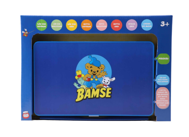 Bamse Dator teaches children numbers, letters, words and spelling in a fun way. Batteries are included. Suitable for children from 3 years.
