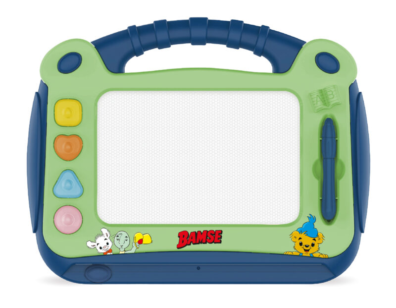 Bamse Rittavla låter barn rita och stämpla bilder om och om igen. Enkel att torka ren och med bärhandtag. Passar barn från 4 år.