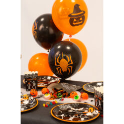 Ballonnen Halloween Zwart/Oranje 6 stuks - latex ballonnen in klassieke Halloween kleuren. Vul met lucht of helium en versier het feest op een eenvoudige manier! 
