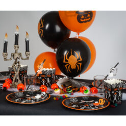 Ballonnen Halloween Zwart/Oranje 6 stuks - latex ballonnen in klassieke Halloween kleuren. Vul met lucht of helium en versier het feest op een eenvoudige manier! 