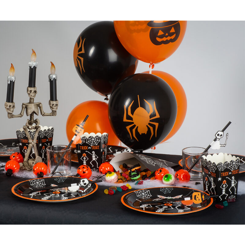 Ballonnen Halloween Zwart/Oranje 6 stuks - latex ballonnen in klassieke Halloween kleuren. Vul met lucht of helium en versier het feest op een eenvoudige manier!