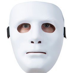 Mask Staty Vit i kraftig plast med resårband. Perfekt för maskerad eller halloweenfest. Passar vuxna och större barn.