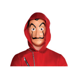 La Casa De Papel Mask-inspired mask for adults in plastic with holes for eyes and nose. Perfect for Halloween, masquerades and theme parties. Elastic band for easy fit.  