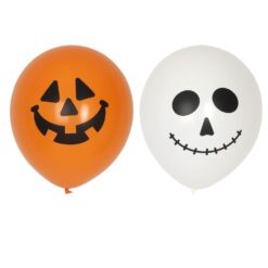 Balloons Pumpkin 6 pcs - latex balloons in white and black with pumpkin print. Fill with air or helium and create a festive Halloween atmosphere! 