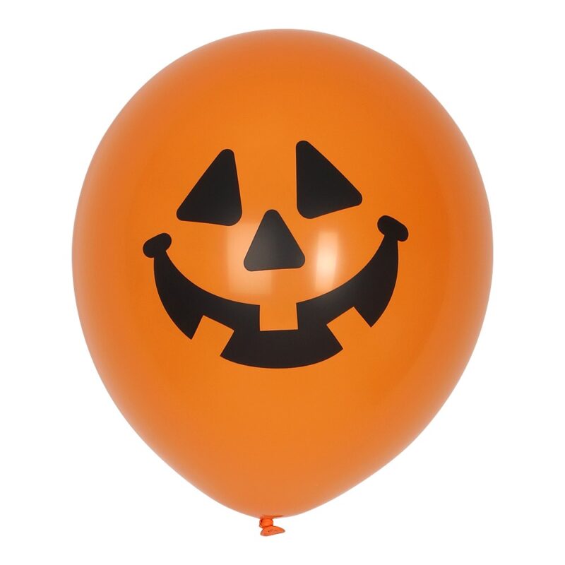 Balloons Pumpkin 6 pcs - latex balloons in white and black with pumpkin print. Fill with air or helium and create a festive Halloween atmosphere!