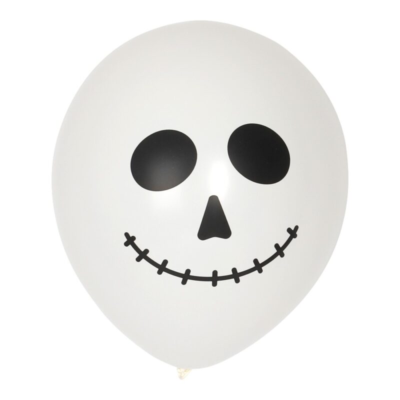 Balloons Pumpkin 6 pcs - latex balloons in white and black with pumpkin print. Fill with air or helium and create a festive Halloween atmosphere!