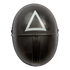 Squid Game Triangle Mask - black mask with white triangle, inspired by the popular series. Perfect for Halloween, masquerades and theme parties. 