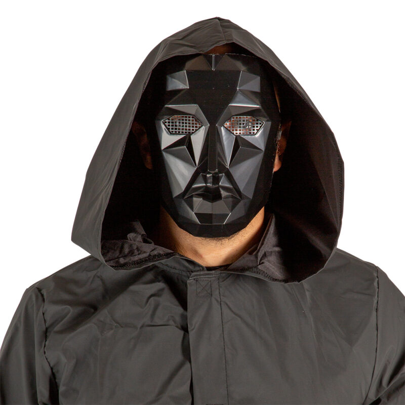 Squid Game Boss Mask - black mask inspired by the leader of the series. Perfect for Halloween, masquerades and theme parties.