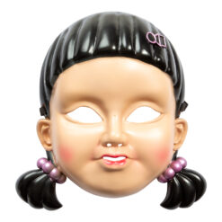 Squidgame Doll Face - mask in the shape of the doll from the series. Perfect for Halloween, masquerades and cosplay. Easy to wear and authentic Squid Game look.  