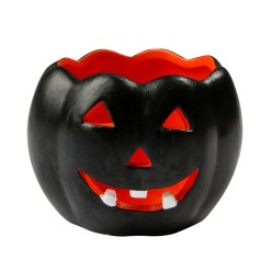 Pompoenvormige kaarshouder zwart - decoratieve kaarslantaarn voor waxinelichtjes in de vorm van een zwarte pompoen. Perfect voor Halloween en herfstdecoraties! 