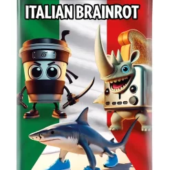 Brainrot Lamincards – Boosterpaket med 5 kort - Samla Brainrot Lamincards – 5 kort per paket, inklusive 1 holografiskt specialkort. Upptäck 162 unika karaktärer och spela det officiella Brainrot-kortspelet.