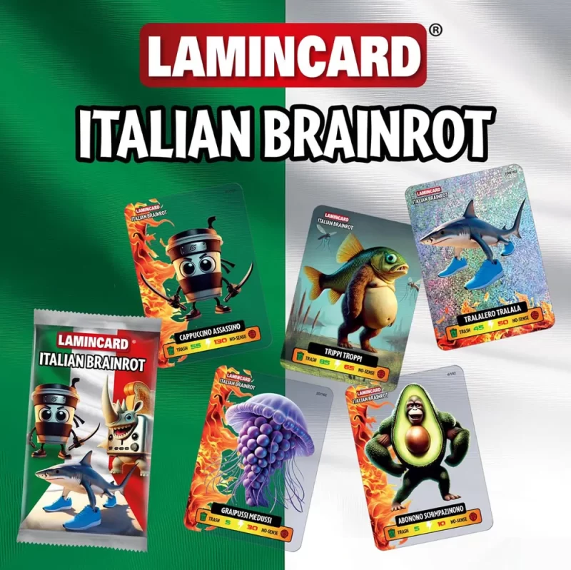 Brainrot Lamincards - 5 Card Booster Pack - Verzamel Brainrot Lamincards - 5 kaarten per pak, inclusief 1 speciale holografische kaart. Ontdek 162 unieke personages en speel het officiële Brainrot kaartspel.