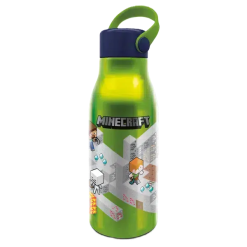 Minecraft Vattenflaska Aluminium med Handtag – alublå dricksflaska 760 ml med Minecraft-motiv. Perfekt för skola, fritid och utomhuslek.