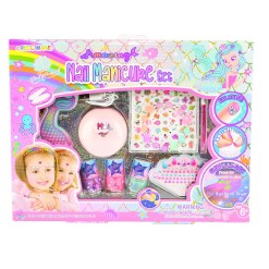 Nagelset Manikyr med 3 självlysande nagellack, UV-lampa, nagelfil, klistermärken och dekorationer. Allt för snygga och kreativa naglar hemma.