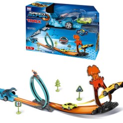 Katapultbana Racerbil Med Bil – skjut iväg bilen, genom loopen och se den flyga! Actionfylld leksak för barn från 3 år.