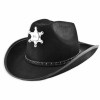 Sheriff Hat Black 33cm - classic black sheriff hat for children from 3 years. Perfect for masquerades, cowboy games and fun adventures. 