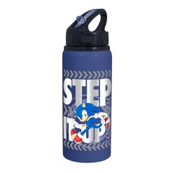 Sonic Vattenflaska Aluminium 730ml – blå flaska med Sonic-motiv. Perfekt för skola, träning eller som present till alla Sonic-fans!