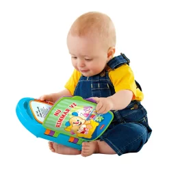 Fisher-Price Laugh & Learn Storybook Rhymes SE – en interaktiv musikbok för barn från 6 månader! Sjung med i 6 sånger, lär bokstäver, siffror, färger och former. Perfekt att ta med överallt!