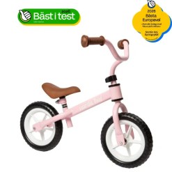 Springcykel Rosa Nordic Hoj – 10″ balanscykel med massiva EVA-däck, justerbar sadel och styre, tysta hjul och stickersark. Från 2 år, max 25 kg