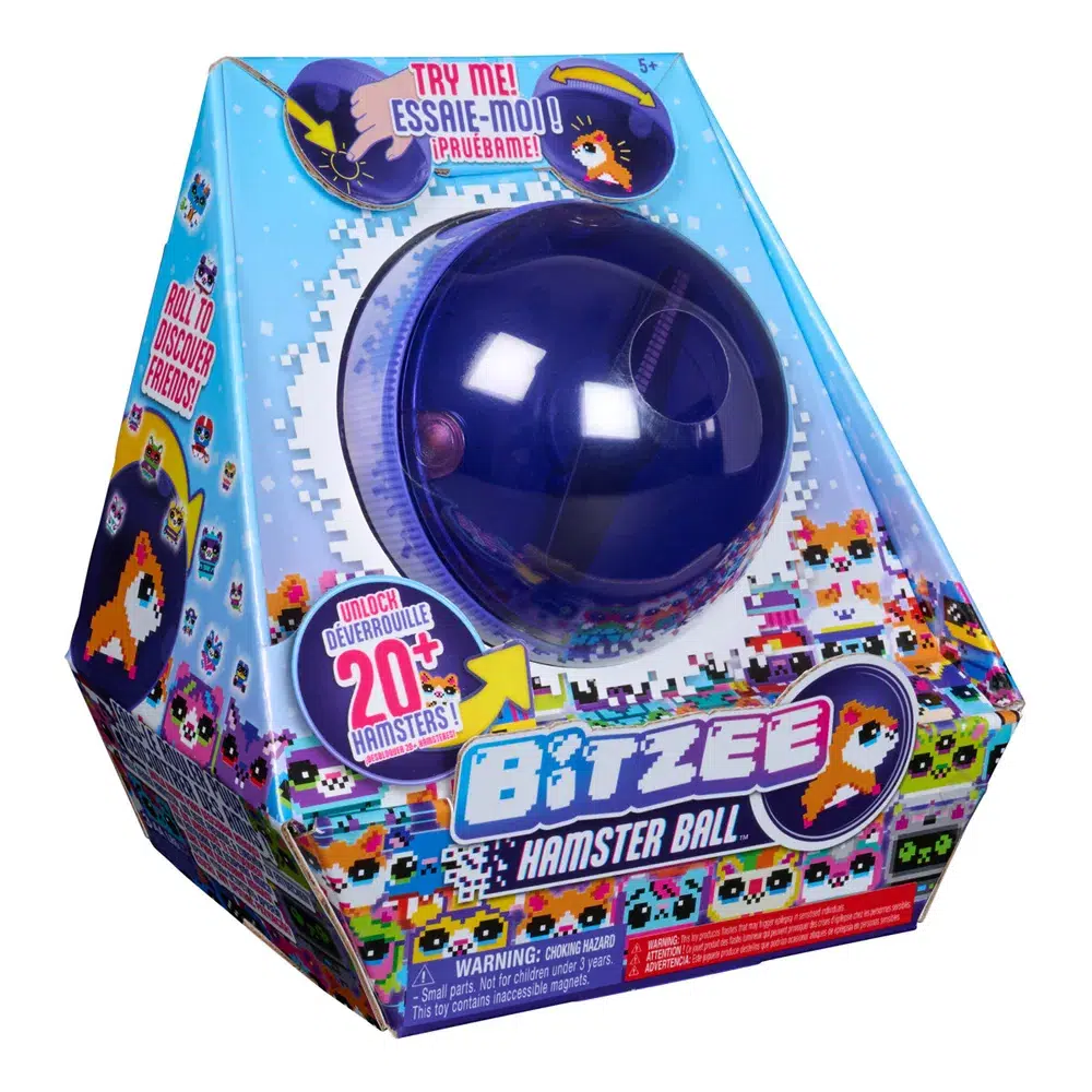 Bitzee Interactive Hamsterball – interaktiv digital hamster som reagerar på beröring och rörelse. Mata, lek och utveckla din Bitzee från baby till Super Bitzee. Perfekt present från 5 år.