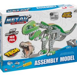Metalen Dino bouwpakket 169 stukjes - bouw je eigen metalen dinosaurus! Nikkelvrij en duurzaam bouwpakket voor kinderen vanaf 8 jaar. Leuk, veilig en leerzaam.  