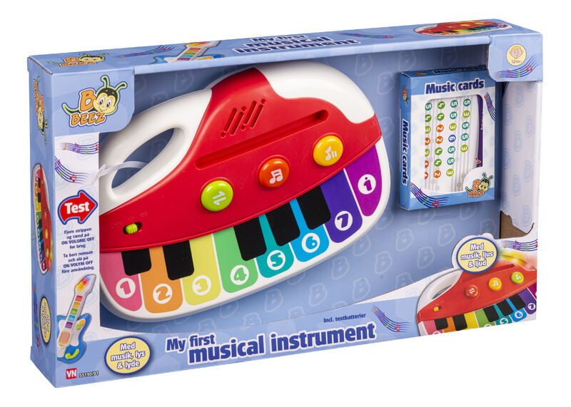 B Beez Piano med Ljud o Ljus – roligt barnpiano med musik, ljus och touchfunktion. Inkluderar musikkort och batterier. Perfekt för små barn som älskar musik!