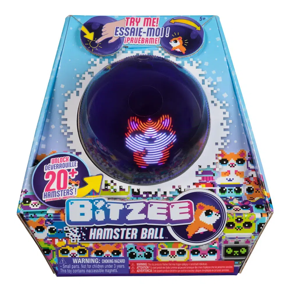 Bitzee Interactive Hamsterball – interaktiv digital hamster som reagerar på beröring och rörelse. Mata, lek och utveckla din Bitzee från baby till Super Bitzee. Perfekt present från 5 år.