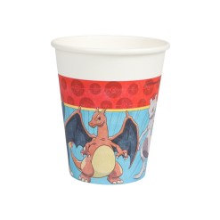 Pappersmuggar Pokémon 8-pack – färgglada engångsmuggar med motiv av Charizard och Mewtwo. Rymmer 250 ml. Perfekt till barnkalas och Pokémon-fest!