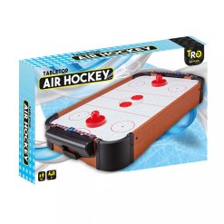 Play action-packed air hockey at home with Tabletop Air Hockey! Includes table, puck and 2 sticks. Easy gliding surface, battery operated and recommended from 8 years.  